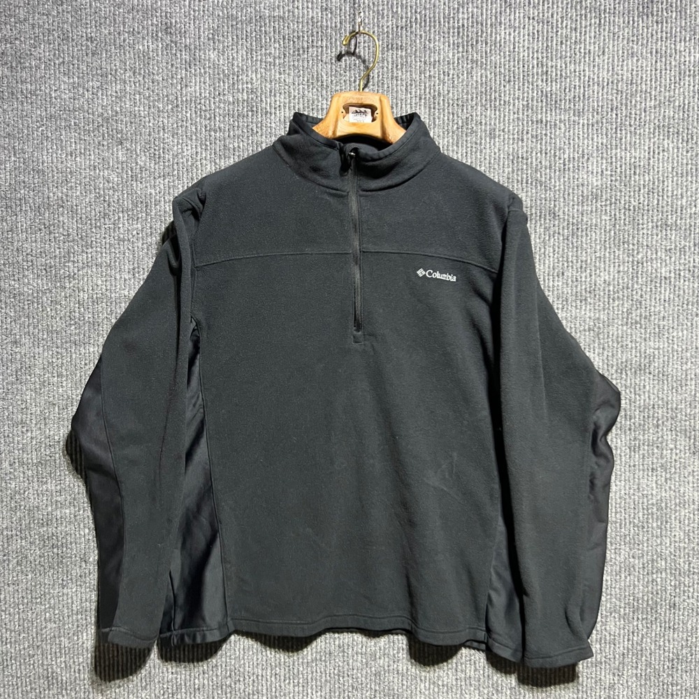 Columbia Fleece Pullover Mens XXL Black Quarter Zip Hiking Outdoor Full Zip
